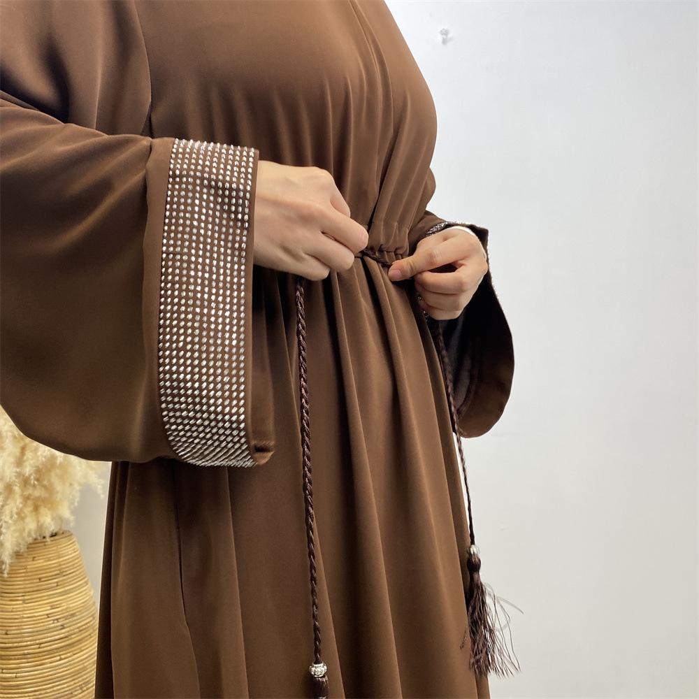 S-XXL Ближневосточная мусульманская модная женская одежда, горячее лоскутное платье со шнуровкой и карманами, длинный халат