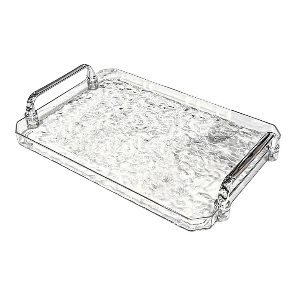 Декоративный поднос для хранения с эффектом ряби воды Легкая роскошь Десертная тарелка Прозрачный поднос для чайных чашек Домашний