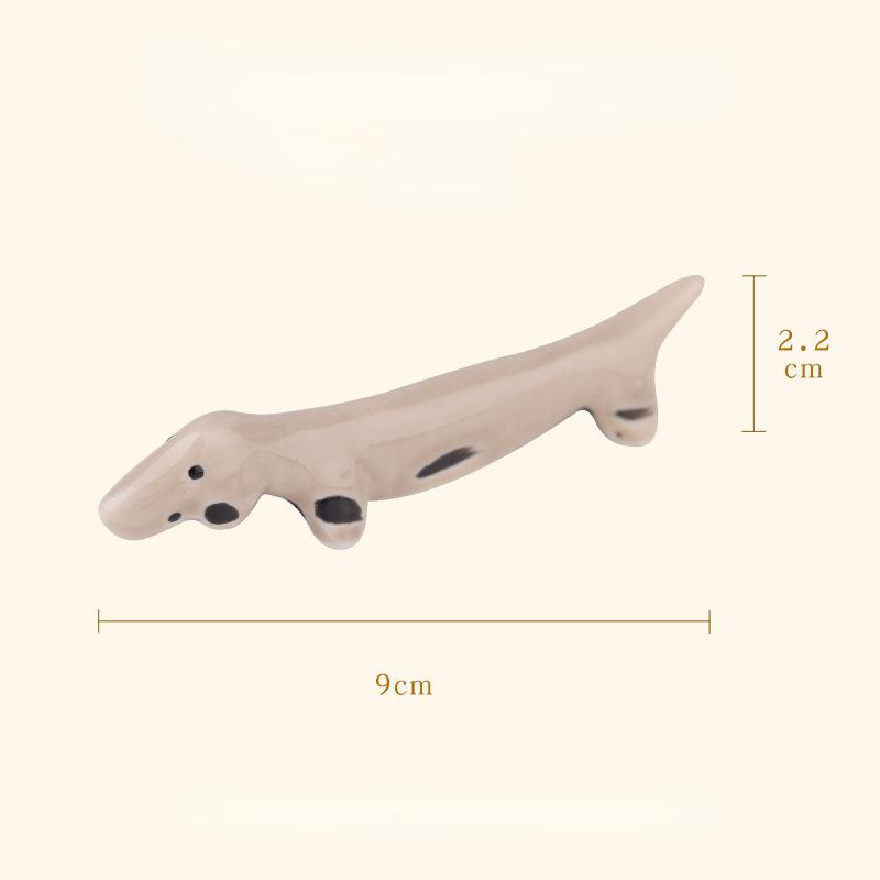 Creative Paint Brush Pen Holder Dachshund Shape Pen Shelf Display Stand Craft Ceramic Decoration Acrylic Painting Art Supplies