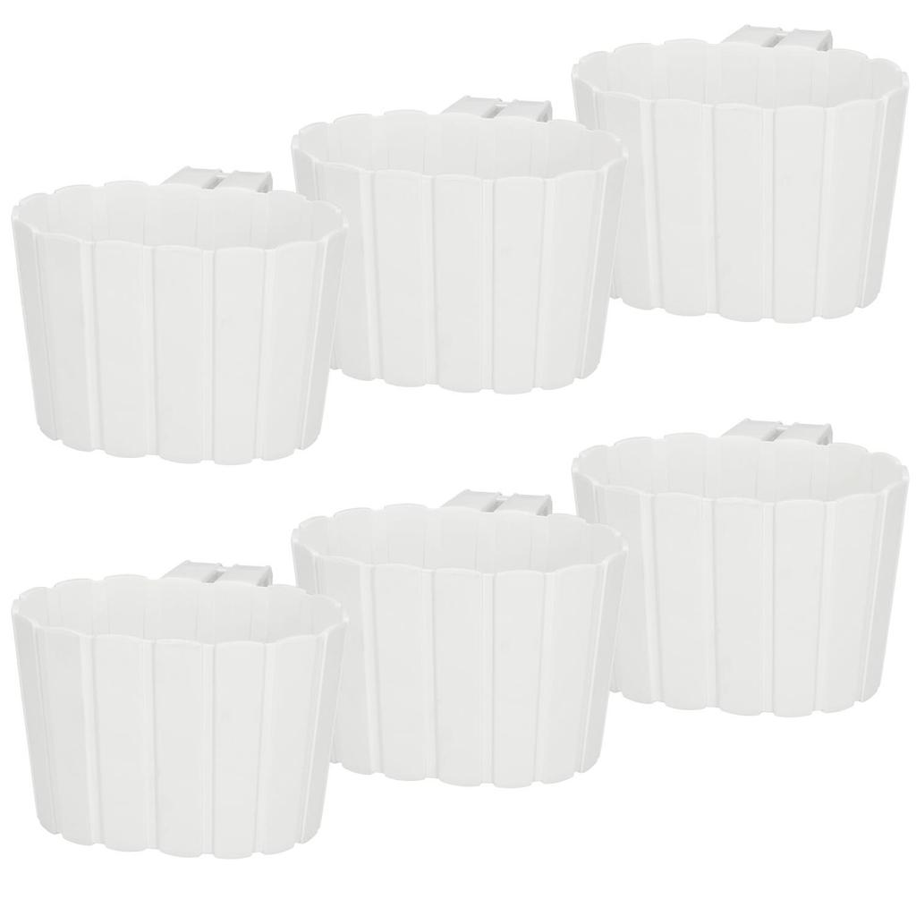 Balcony Flowerpot For Hanging On A Balustrade, Rustic White, 20Cm, 6 Pcs