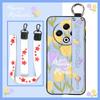 Back Cover Wristband Phone Case For Tecno Spark30 4G/KL6 Fashion Design Kickstand Silicone Anti-knock Protective Flower