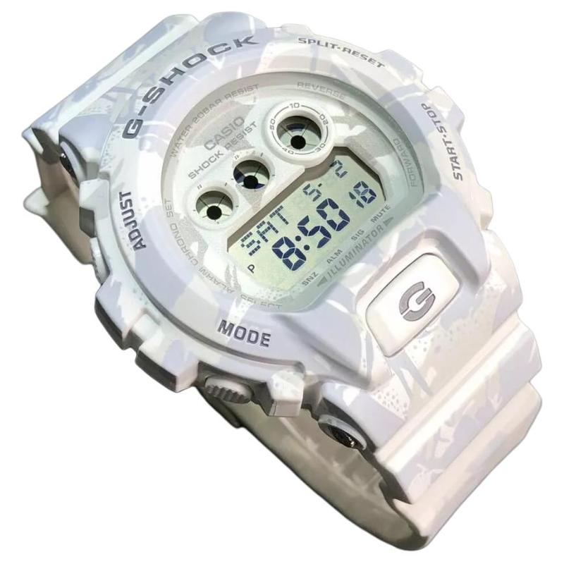 Casio Серия в стиле камуфляж джунгли модный тренд классический кварцевый механизм ремешок из смолы японские и корейские часы мужские часы белый циферблат GD-X6900MC-7