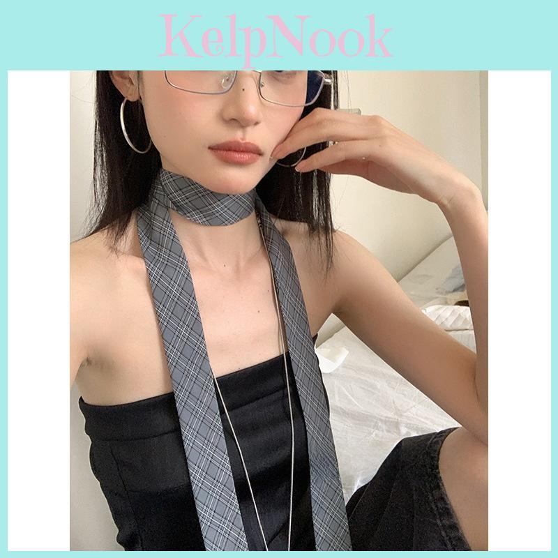 Minimalist Plaid Silk Scarf For Women With Lightweight Design Perfect For Summer Outfits