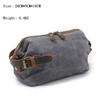 Mens Waterproof Wax Canvas Travel Toiletry Bag Retro Handheld Carry-all Pouch Outdoor Trip Black