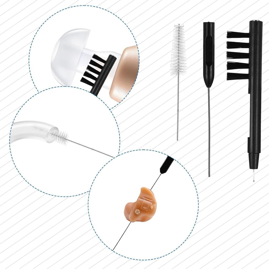 12Pieces/Pack Hearing Aid Cleaning Kit Hearing Aid Cleaning Tools Hearing Aid Amplifier Cleaning Tools Hearing Aid Brushes