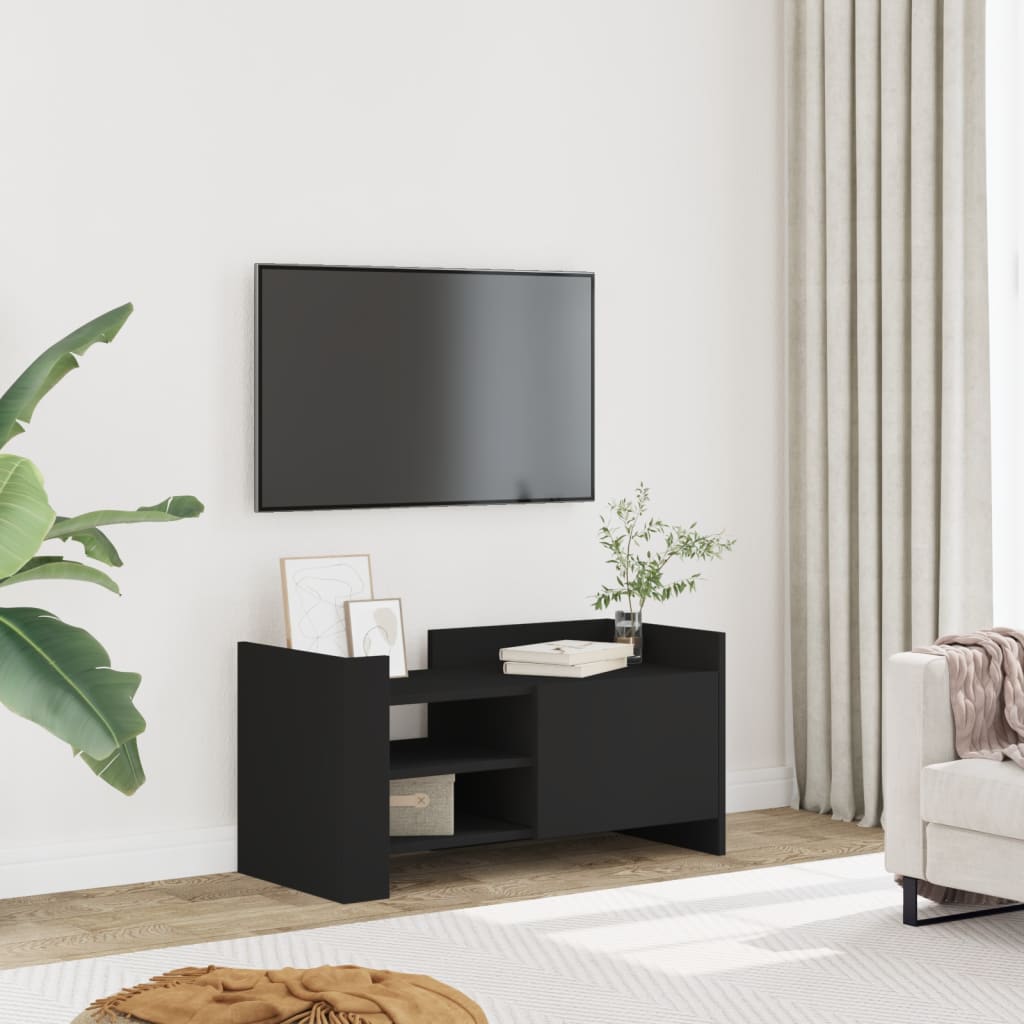 Vidaxl Szafka Pod Tv, Czarna, 80X35X40 Cm, Materiał Drewnopochodny