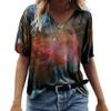 Летняя женская свободная 3D футболка с V-образным вырезом и коротким рукавом с цветочным принтом