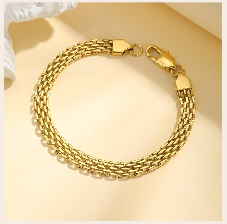 Waterproof Mesh Chain Bracelet Adjustable, 18k Gold Plated Link Braeclet Non Tarnish Wholesale Jewelry