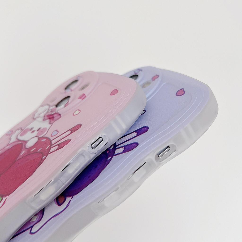 Wave Edge Silicone Case for Oppo A58 A78 A38 Samsung A54 A34 A24 A14 iPhone 15 14 Redmi Note 12 11 10 Infinix Note 30 Funda Milk Tea Bear Bunny Cover