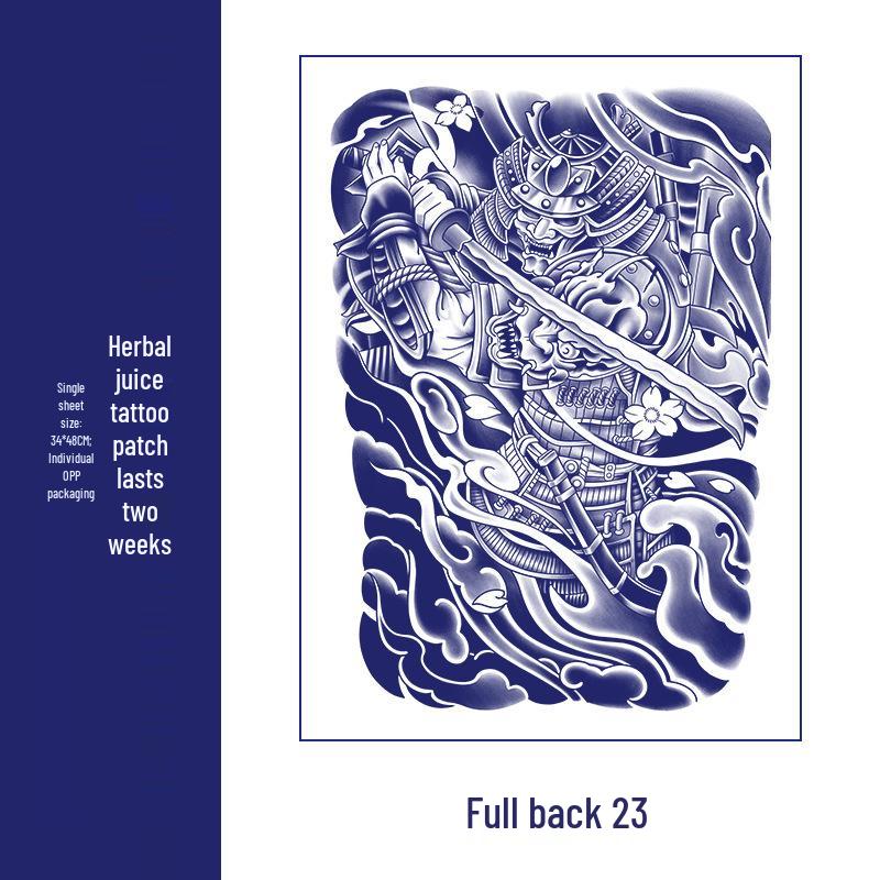 Waterproof Men's Herbal Tattoo Stickers: Full & Half Back, Long-Lasting, Large Floral Designs for Chest & Arm.