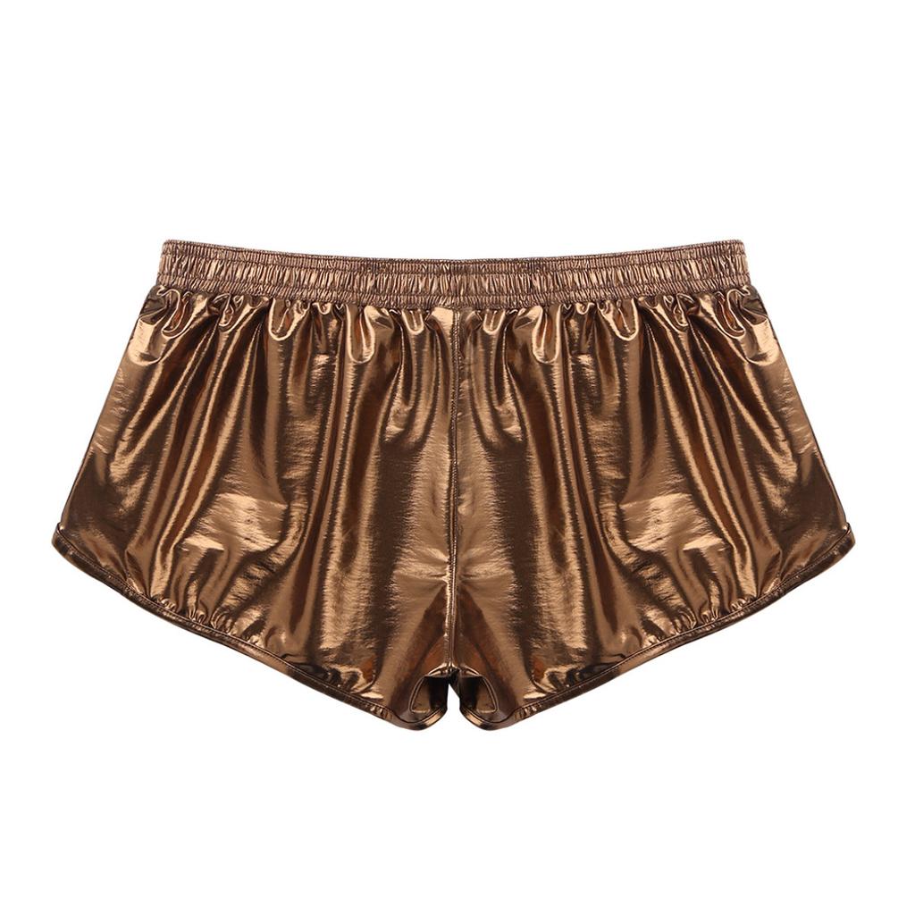 Men's Pants Shiny Metallic Low Rise Elastic Waistban Boxer Shorts Stage Performance Costume