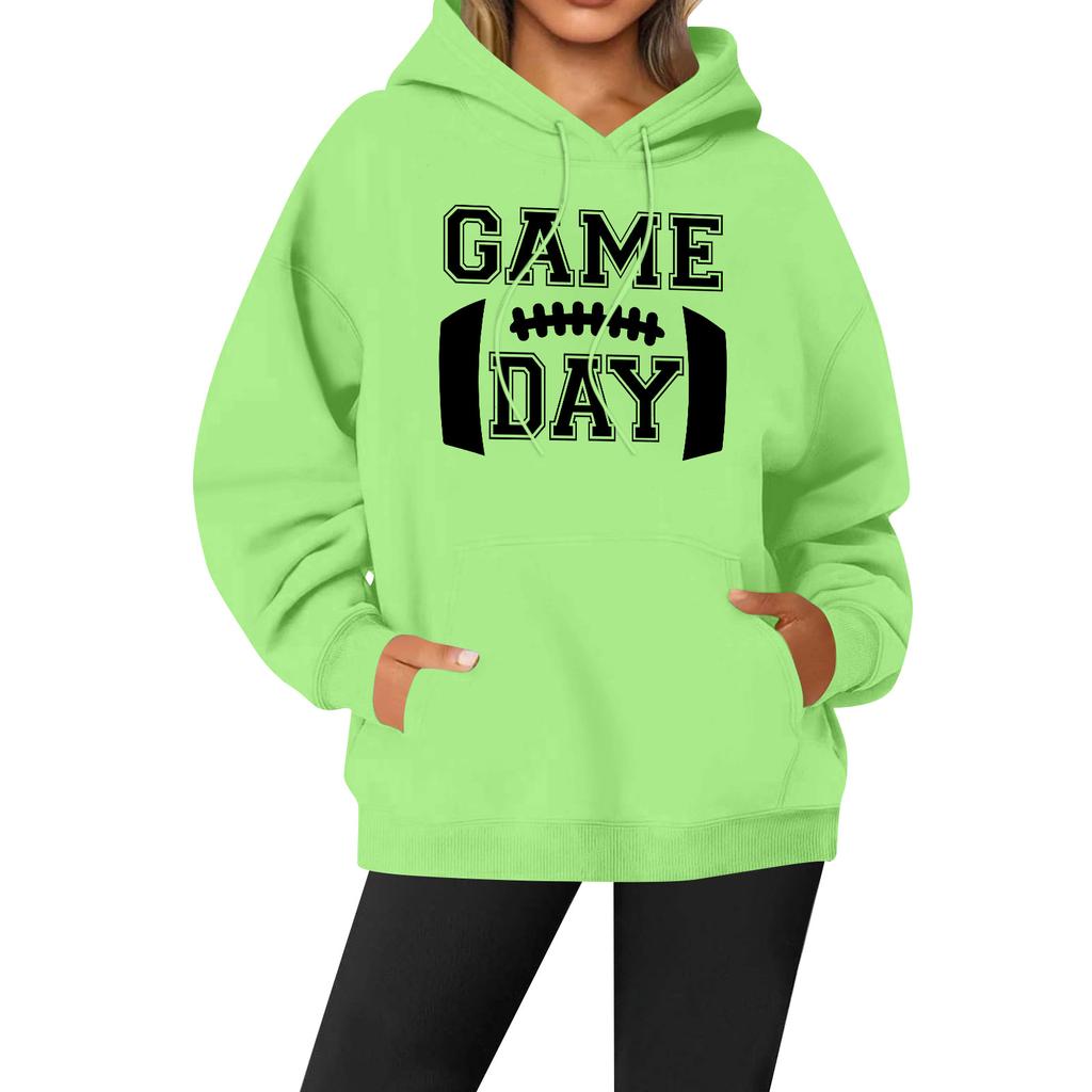 Женская повседневная модная однотонная толстовка с капюшоном и принтом регби с длинными рукавами