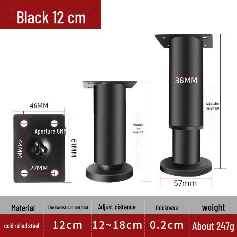 Adjustable Telescopic Sofa & Table Legs - Round Height-Adjustable Cabinet, Coffee Table, & TV Stand Support.