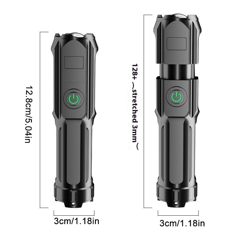 Мощный светодиодный фонарь-прожектор Abs, перезаряжаемый через USB, с зумом, портативный фонарь, свет для рыбалки, водонепроницаемый для улицы
