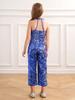 Kids Girls Halter Shiny Sequins Jazz Latin Dance Jumpsuit Sleeveless High Waist Pageant Romper Long Pants