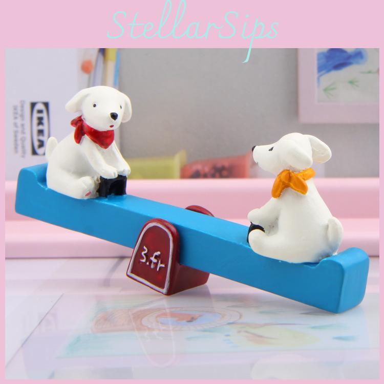Kawaii Garden Ornament Resin Dog Seesaw Figure With Versatile Planting Decor For Gifts