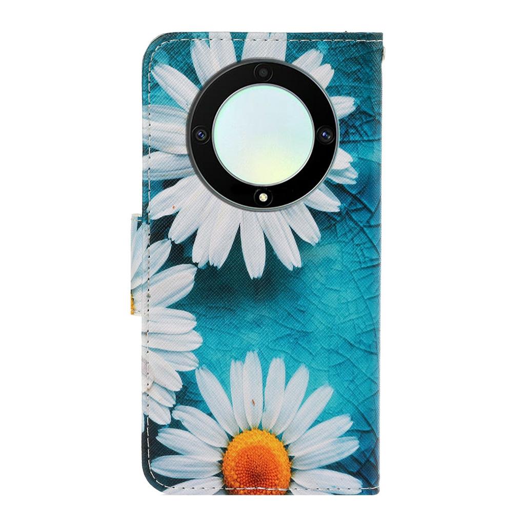 For Honor Magic5 Lite 5G/X9a 5G Case Pattern Printing Protective Leather Folio Phone Cover with Wrist Strap