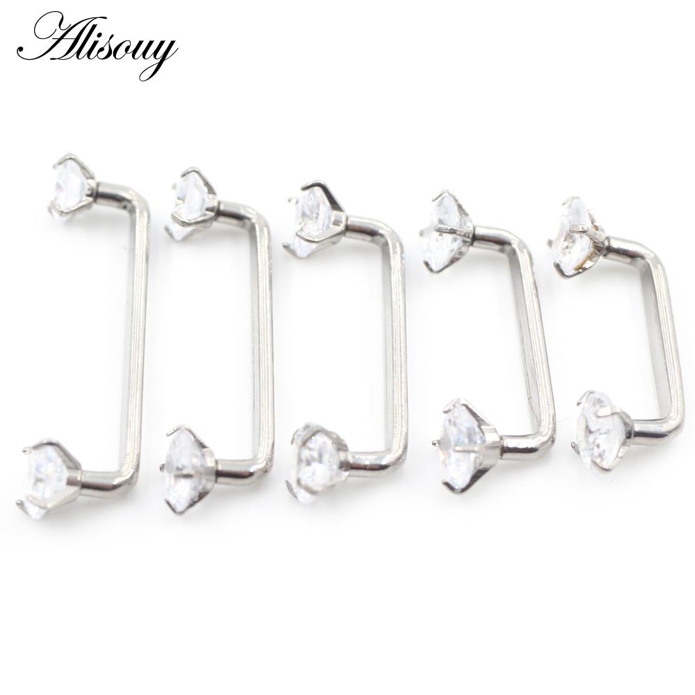 Alisouy 1PC Titanium Heart Star Zircon Threaded Surface Bar Barbell Micro Dermal Anchor Retainers Hide In Skin Piercing Jewelry