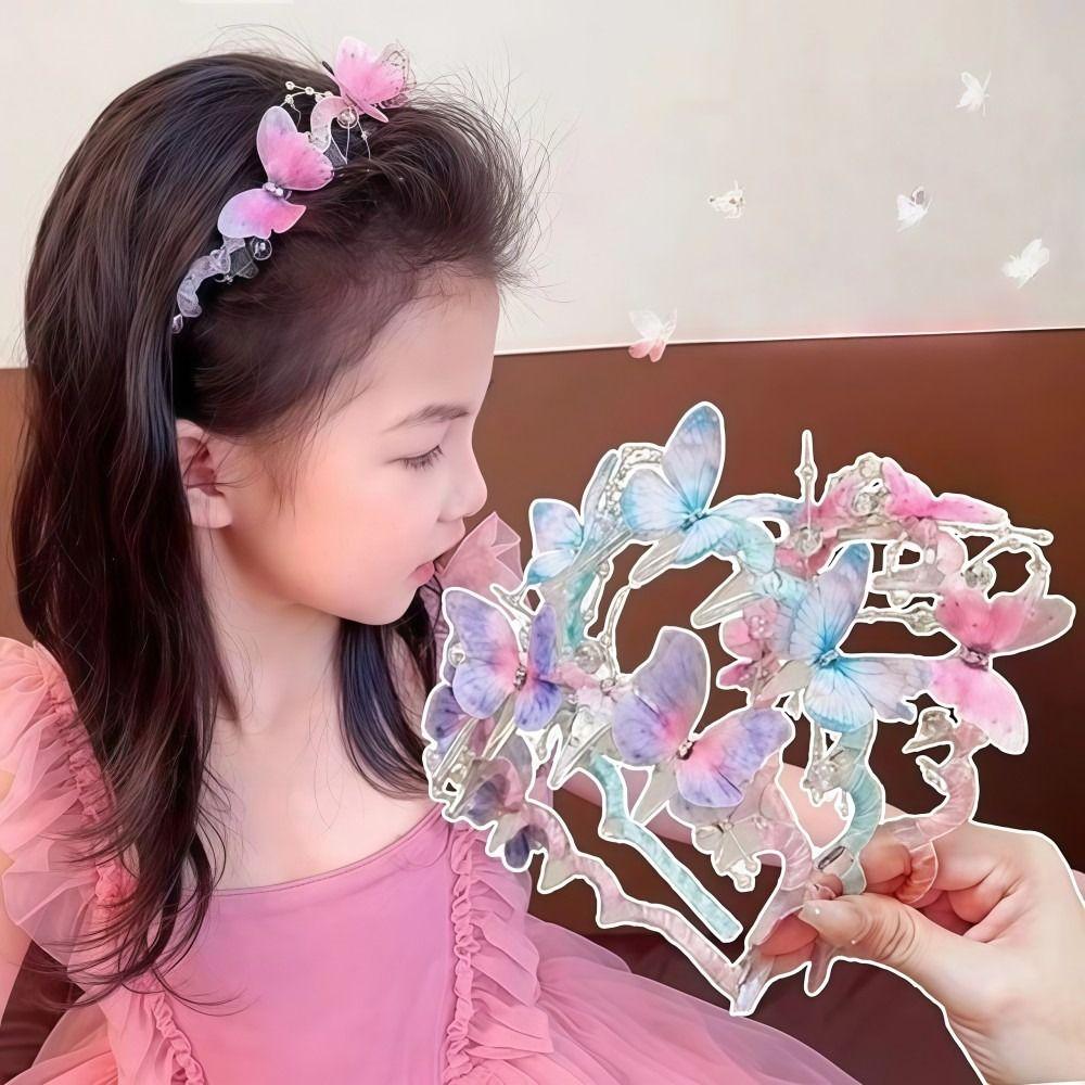 Cute Children Streamer Hair Hoop Shiny Fairy Pearl Hairband Gifts Princess Headband for Kids Girls