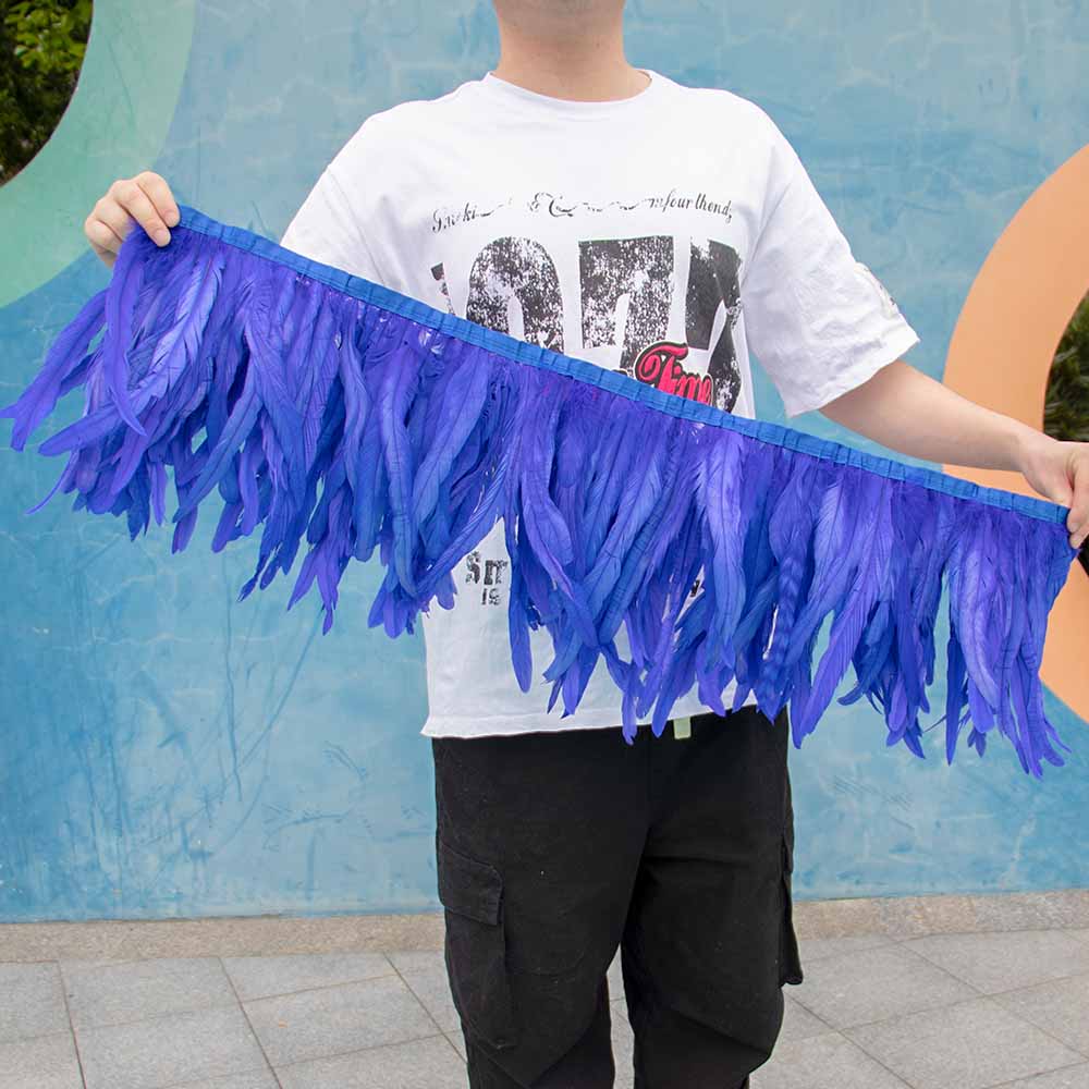 1 метр Натуральная красная петушиная хакл перьевая отделка бахрома 10-12 дюймов Свадебный карнавал украшение для вечеринки DIY одежда для шитья поделки