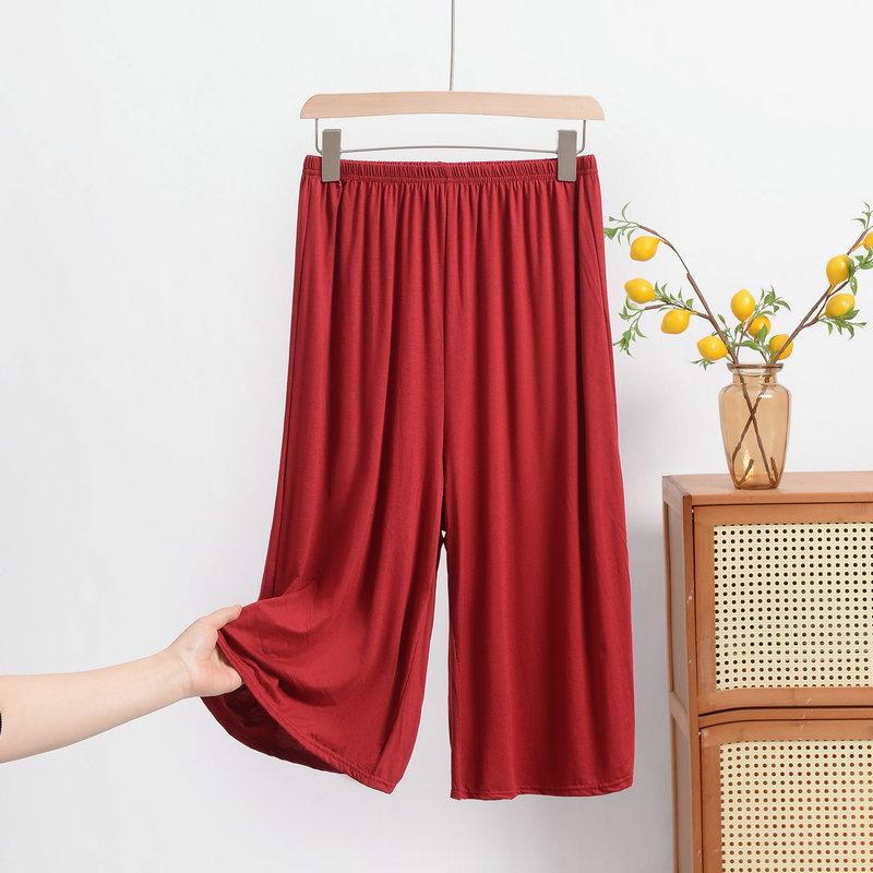 Большие размеры XL до 8XL Женские модальные брюки до середины икры Летние капри Широкие брюки Короткие брюки Повседневная домашняя одежда