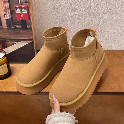 Женские зимние ботинки на толстой нескользящей подошве 2025 осень-зима новые теплые хлопковые ботинки на плоской подошве короткие ботинки для женщин