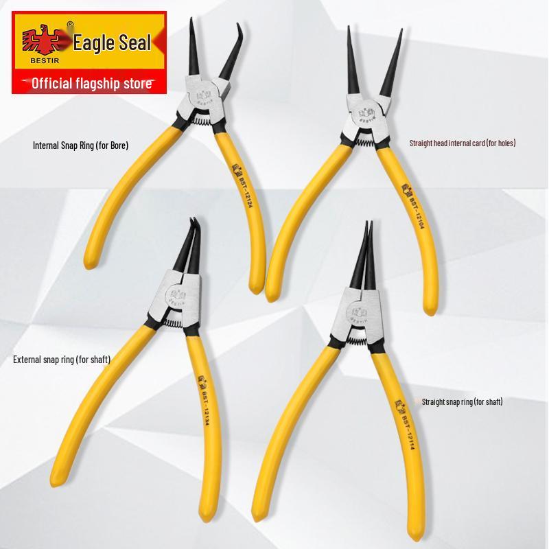 Eagle Ring Pliers Set: Internal/External, Straight/Bent, Dual-Purpose, Multi-Function Spring Retaining Pliers