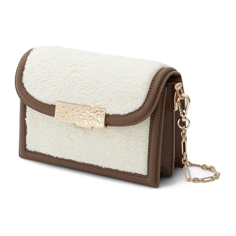 Charles & Keith CK Coffee Metallic Chain Versatile PU Small Square Shoulder Bag Women bags Multicolor CK2-70701152