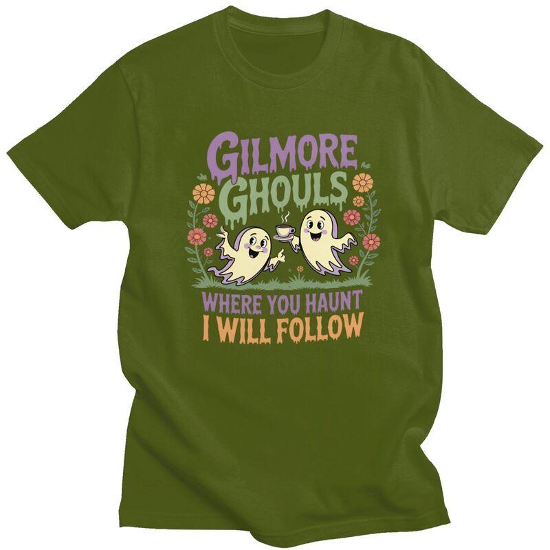Men Gilmore Ghouls Where You Haunt I Will Follow T Shirts Short Sleeve Pure Cotton Halloween Ghosts Tshirt Leisure Tees Shirt