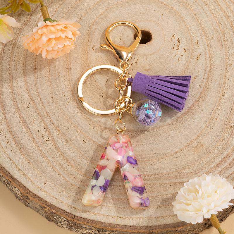 1 шт., держатель для ключей, подарок ручной работы, сумка с алфавитом AZ, кулон, брелок с кисточками и блестками, аксессуары для ключей