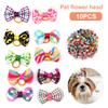10Pcs Pet Hair Bows Multi-color Dress-up Soft Fashion Pet Puppy Bowknot Hair Band for Holiday