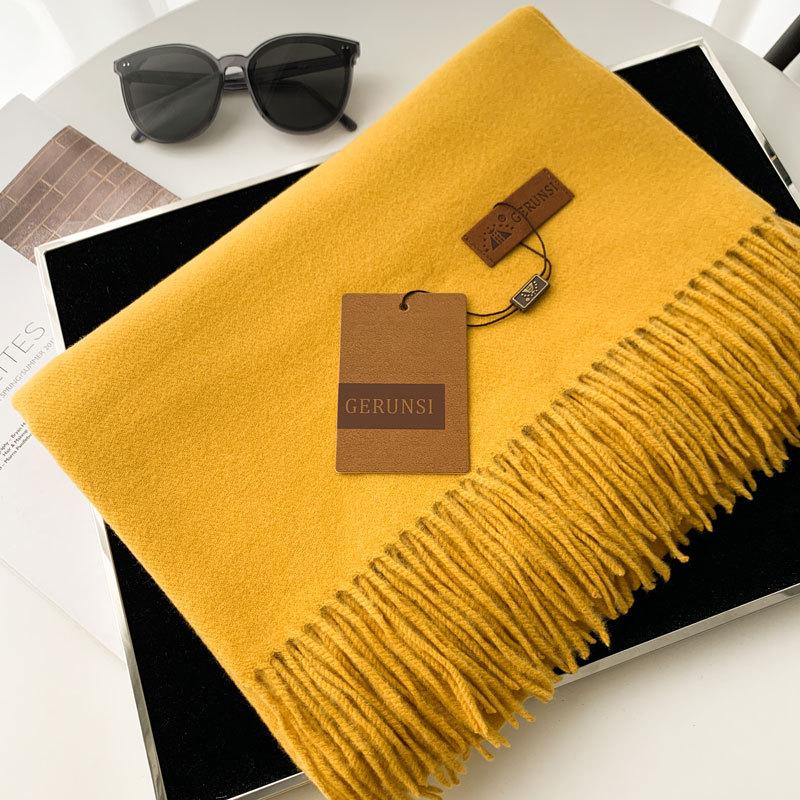 Cashmere Hand Feel Autumn And Winter Solid Color Scarf Women'S Thick Tassel Simple And Versatile Soft And Warm Imitation Cashmere Shawl