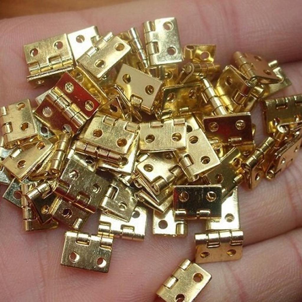 20Pcs Mini Metal Hinges with Nails DIY Miniature Furniture Dollhouse Accessory