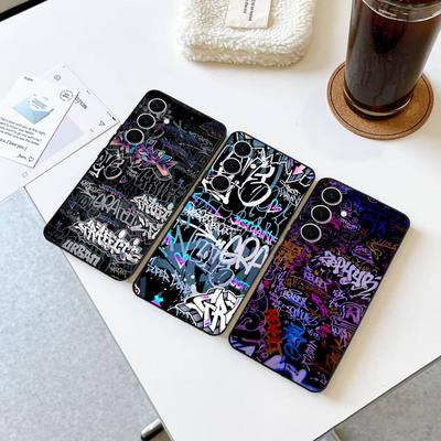 Крутой черный граффити чехол для телефона Samsung S 20 21 22 23 lite plus ultra Прозрачная мобильная крышка Funda