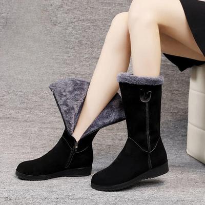 Зимние женские зимние сапоги Модная нескользящая обувь для отдыха на открытом воздухе Комфортные повседневные толстые сапоги до середины голени Женские хлопковые ботинки на молнии Botas Mujer
