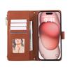 For iPhone 15 Pro Max Case Multi Card Slots Zipper Leather Phone Cover with Shoulder Strap/Wrist Strap