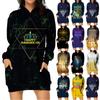 (радость выбирать)Женский повседневный пуловер с принтом, толстовка с длинным рукавом, платье с капюшоном и карманом