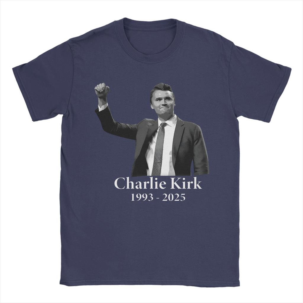 Мужская футболка REST IN PEACE Charlie Kirk 1993-2025 Футболки Новинка Пляжная футболка Y2K Повседневная Повседневная Топы из чистого хлопка Большие размеры