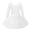 Girls Ballet Dance Wear Long Sleeve Round Neck Leotard Elastic Waist Tutu Layered Skirt Performance Outfit