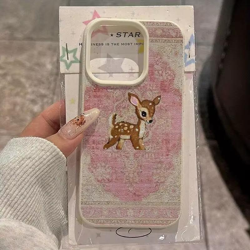 Винтажный чехол для телефона с рисунком оленя и личи для iPhone 17 Air 16 e 15 14 13 12 11 Pro Max Plus SE, мягкий противоударный чехол