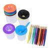 10 Pieces Spill Proof Paint Cups Kids Painting Set with Paintbrushes for Toddlers Kids Preschool Art Supplies