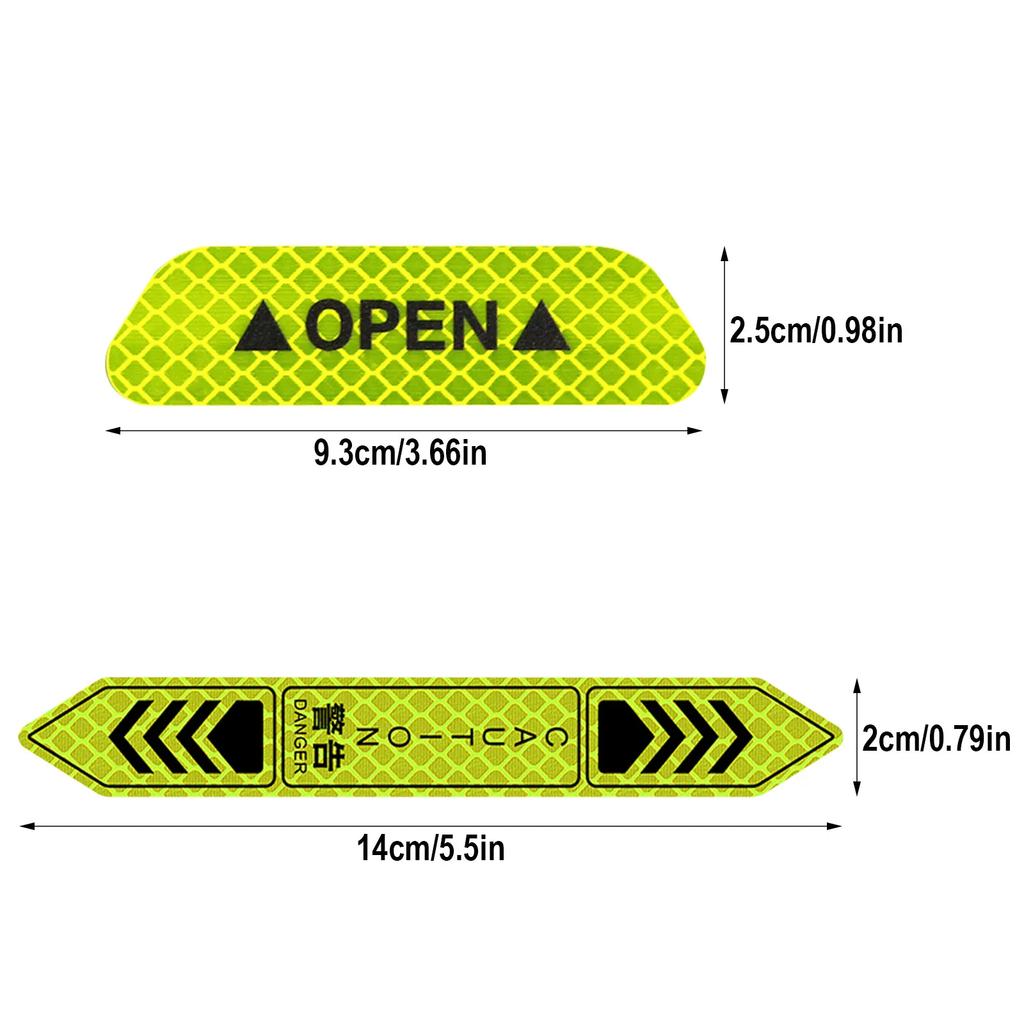 4PCS Reflective Car Door Sticker Safety Opening Warning Reflector Tape Decal Car Accessories Exterior Interior Reflector Sticker