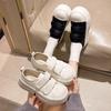 Уродливые милые универсальные белые туфли на толстой подошве с липучкой для женщин, новые модели весны 2025 года, увеличивают рост и показывают ноги, маленькие туфли для досок, большие каблуки