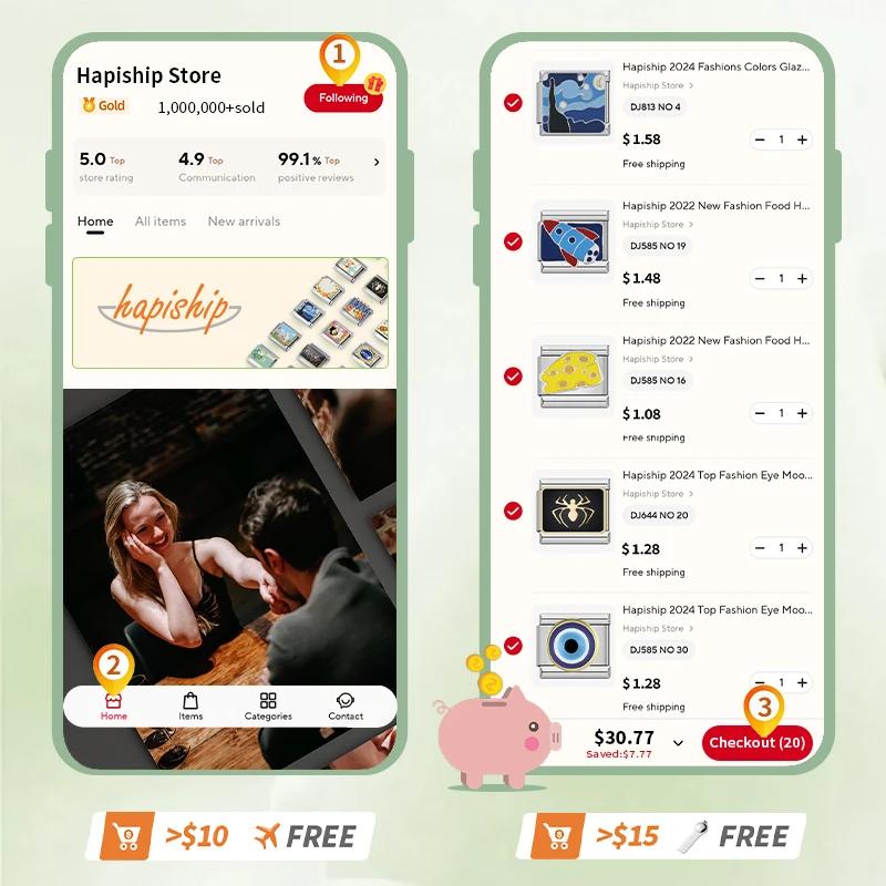 Hapiship 2024 Новая мода 26 английских букв итальянские подвески подходят для браслета из нержавеющей стали 9 мм изготовление женских ювелирных изделий DJ110