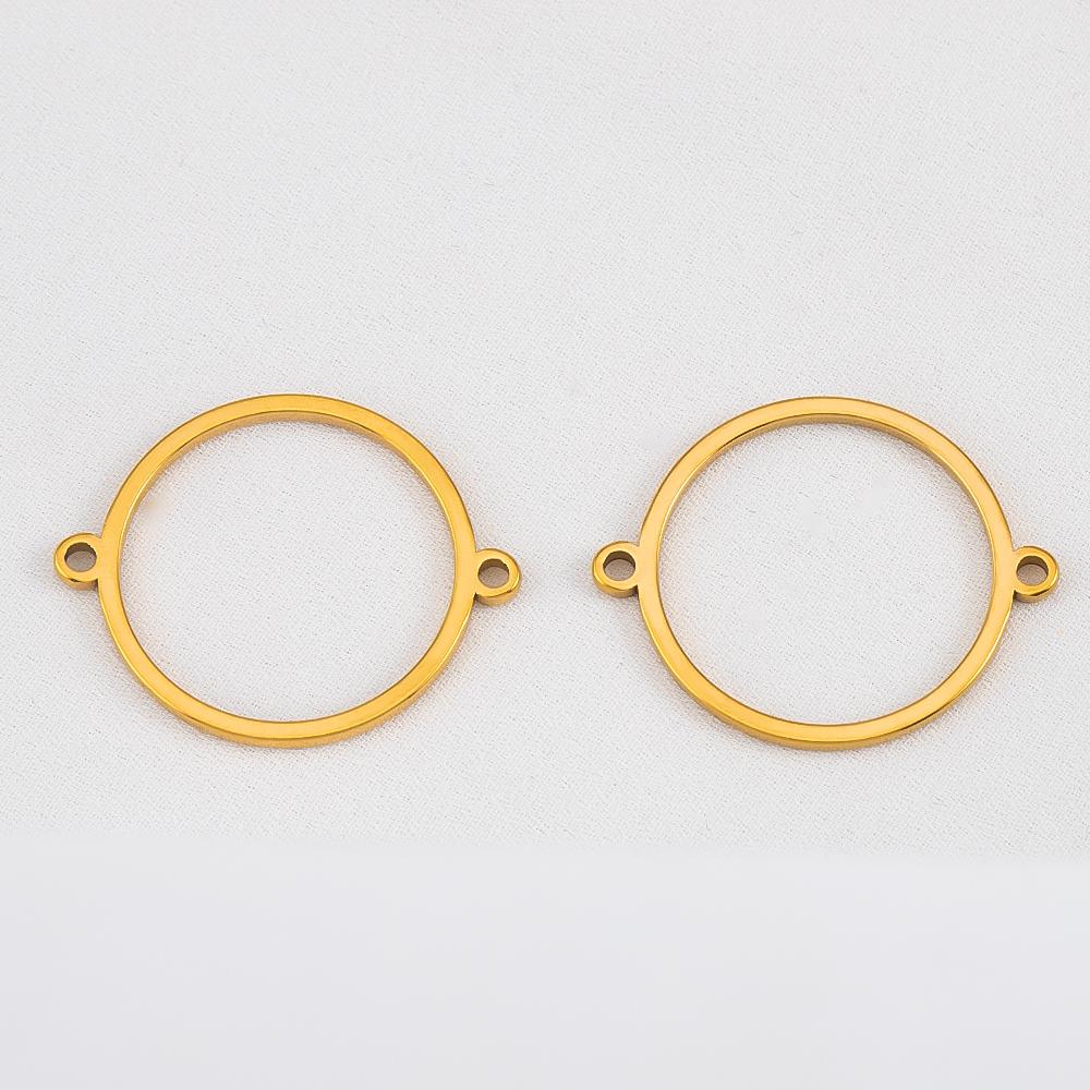 10Pcs 20Pcs Stainless Steel Hollow Double Hole Circle Charms Pendant Bracelet Cabochon Tray Bezel Blank Settings Jewelry Making