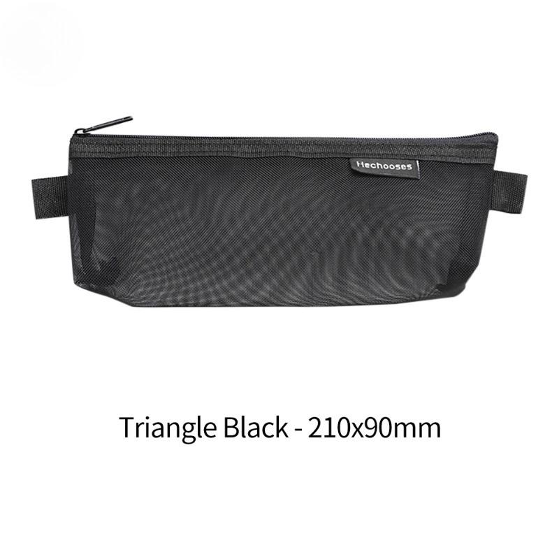 1 PCS Creative Mesh Transparent Cute Square Oval Portable Pen Pencil Pouch Bag School Office Supply Stationery Case Storage Bag