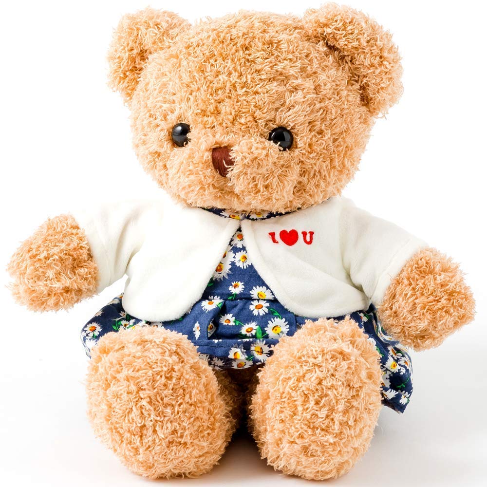 Мягкая игрушка, медведь, пушистый, милый, милый медведь, одежда, пушистый, 35 см, бежевый, животное, медведь, дети, малыши, девочки, день рождения, подарок