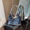 Casual Denim Underarm Bag Women's New Fashion College Style Tote Bag Splicing Shoulder Bag