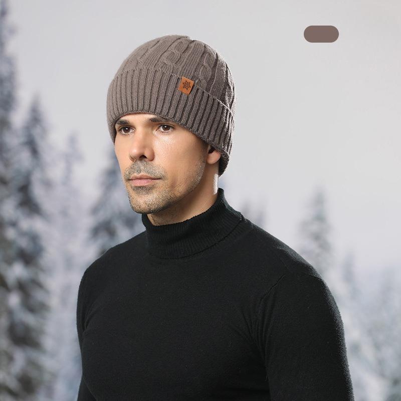 Knitted hat, women's winter warm cycling ear protection wool knitted hat scarf gloves three-piece set