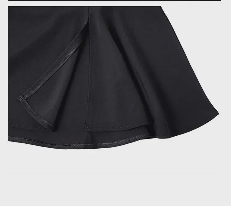 Черная юбка-рыбий хвост А-силуэта с высокой талией - весна, размер плюс, прикрывает живот, утягивает